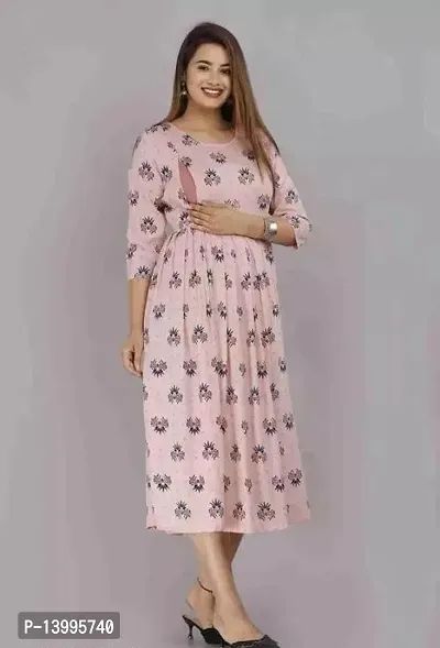 Elegant Pink Printed Rayon Kurta For Women