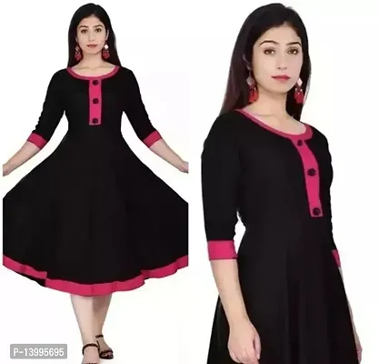 Elegant Black Solid Rayon Kurta For Women