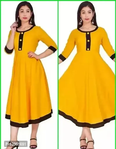 Elegant Yellow Solid Rayon Kurta For Women