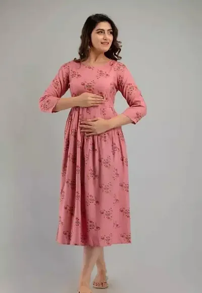 Solid Rayon Maternity Kurta