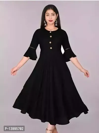 Elegant Black Solid Rayon Kurta For Women