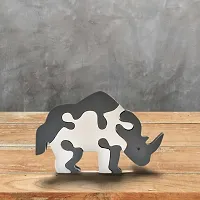 Ilearnngrow Animal Puzzle - Rhino Learning be a Fun Activity for Your Kids M Wooden Toys for 2-12 Years Unisex Kids-thumb1