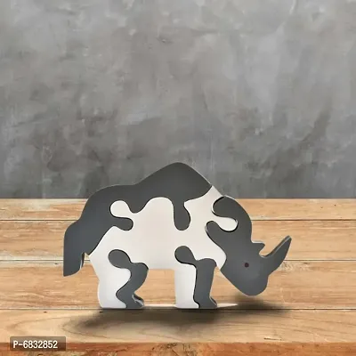 Ilearnngrow Animal Puzzle - Rhino Learning be a Fun Activity for Your Kids M Wooden Toys for 2-12 Years Unisex Kids-thumb2