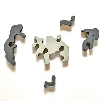 Ilearnngrow Animal Puzzle - Rhino Learning be a Fun Activity for Your Kids M Wooden Toys for 2-12 Years Unisex Kids-thumb2