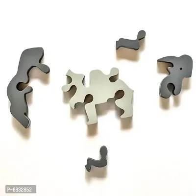 Ilearnngrow Animal Puzzle - Rhino Learning be a Fun Activity for Your Kids M Wooden Toys for 2-12 Years Unisex Kids-thumb3