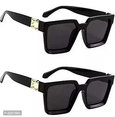 Fabulous Black Plastic Aviator Sunglasses For Men Pack Of 2-thumb0