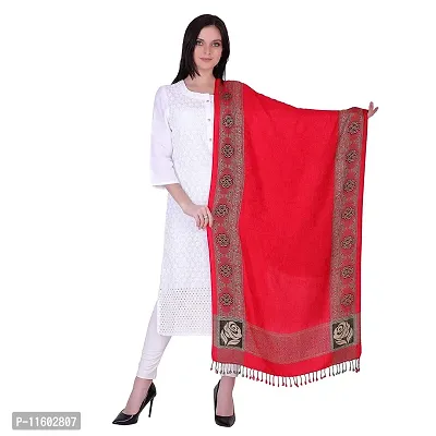 Elite Red Viscose Rayon Self Design Dupattas For Women-thumb0