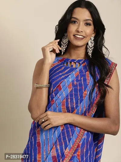 Shavya Printed Leheria Georgette Saree (Dark Blue)-thumb2