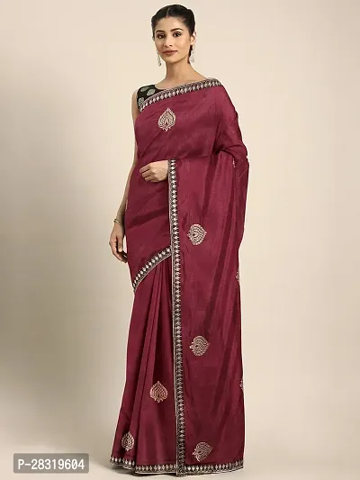 Shavya Embroidered Bollywood Silk Blend Saree (Maroon)-thumb0