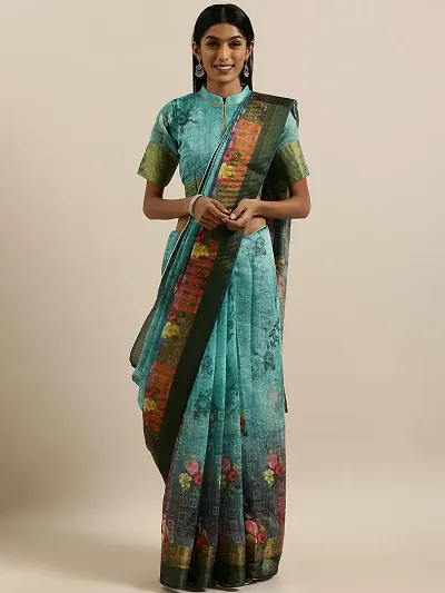 Attractive Linen Saree with Blouse piece 