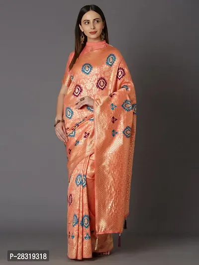 SHAVYA Woven Banarasi Saree For Women Orange Color