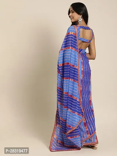 Shavya Printed Leheria Georgette Saree (Dark Blue)-thumb3