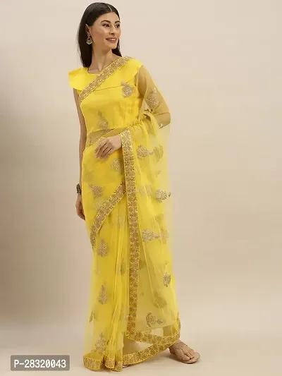 Shavya Embroidered Bollywood Net Saree (Yellow)