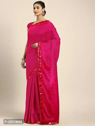 Shavya Self Design Bollywood Silk Blend Saree (Pink)