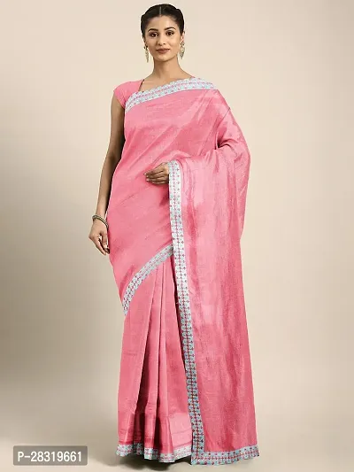 Shavya Self Design Bollywood Silk Blend Saree (Pink)