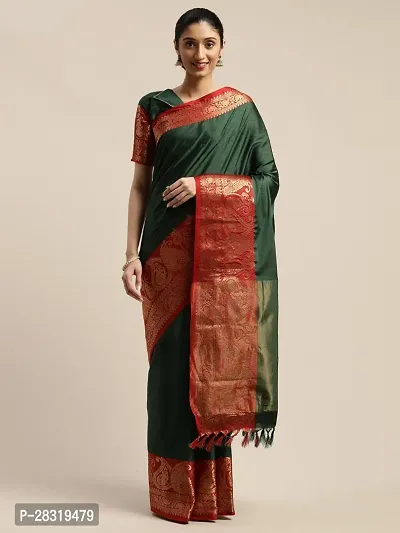 Shavya Paisley Bollywood Art Silk Saree (Dark Green)-thumb0