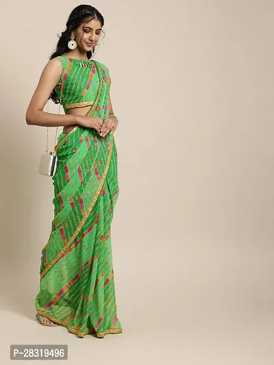 Shavya Printed Leheria Georgette Saree (Green)