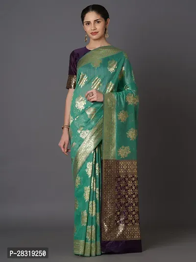SHAVYA Woven Kanjivaram Saree For Women Green Color