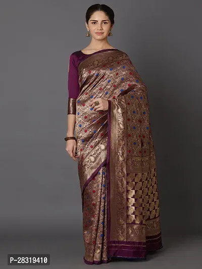 SHAVYA Self DesignWoven Banarasi Saree For Women Purple Color