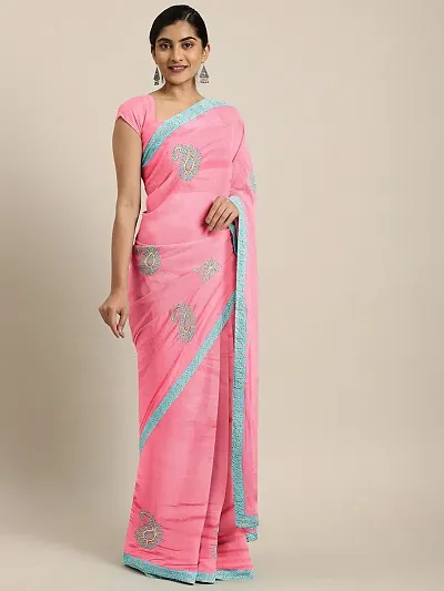 Glamorous Silk Blend Saree with Blouse piece 