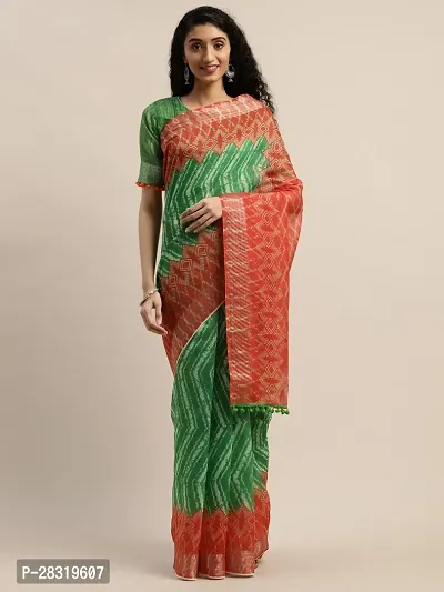 Shavya Printed Bollywood Cotton Blend Saree (Multicolor)