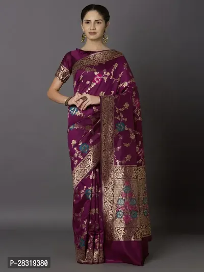 SHAVYA Self DesignWovenEmbellished Banarasi Saree For Women Purple Color