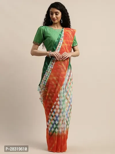 Shavya Checkered Bollywood Georgette Saree (Multicolor)-thumb0