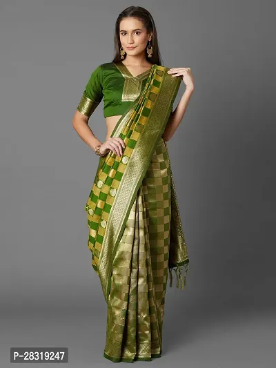 SHAVYA Printed Banarasi Saree For Women Green Color
