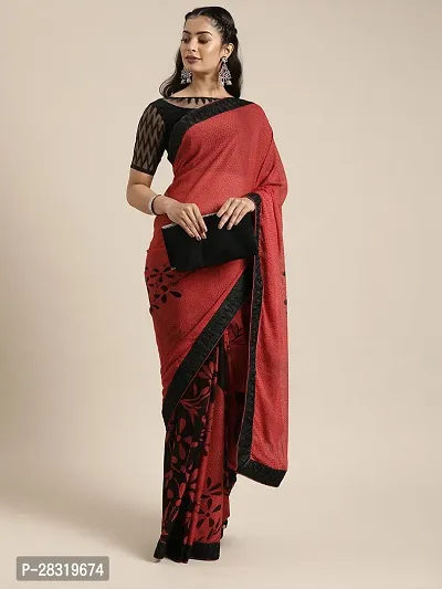 Shavya Embroidered Daily Wear Georgette Saree (Red)