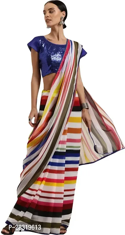 Shavya Printed, Striped Daily Wear Georgette Saree (Multicolor)