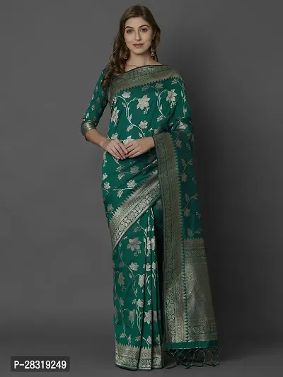 SHAVYA Woven Banarasi Saree For Women Green Color