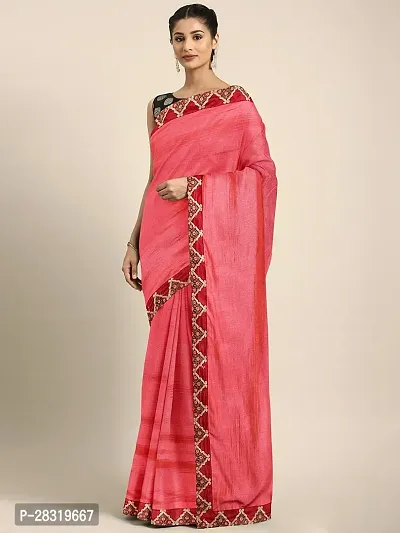 Shavya Self Design Bollywood Silk Blend Saree (Pink)