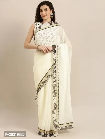 Shavya Embroidered Bollywood Georgette Saree (White)