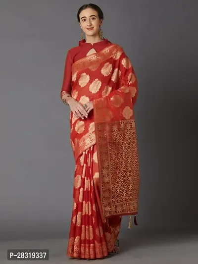 SHAVYA Woven Banarasi Saree For Women Red Color