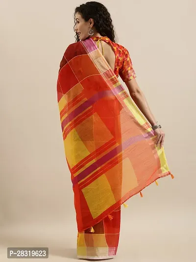 Shavya Color Block Bollywood Linen Saree (Multicolor)-thumb2