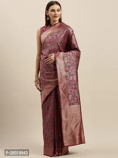 Shavya Woven Bollywood Silk Blend Saree (Pink)-thumb0