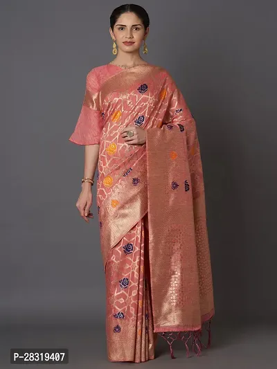 SHAVYA Woven Kanjivaram Saree For Women Pink Color