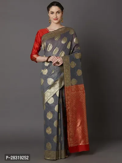 SHAVYA Self DesignWoven Banarasi Saree For Women Grey Color