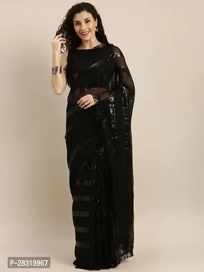 Shavya Embellished Bollywood Georgette Saree (Black)-thumb0