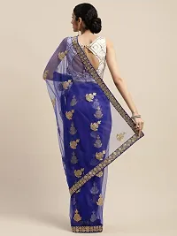 Shavya Self Design Bollywood Net Saree (Blue)-thumb1