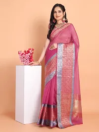 Shavya Woven Bollywood Pure Cotton Saree (Pink)-thumb4