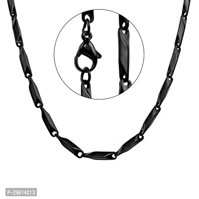 Evordlss Stainless Steel Rice Chain for Men  Boys (Black)-thumb0