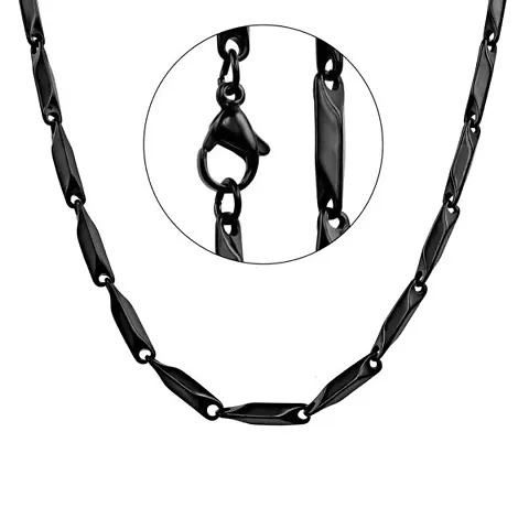 Evordlss Stainless Rice Chain for Men Boys (Black)