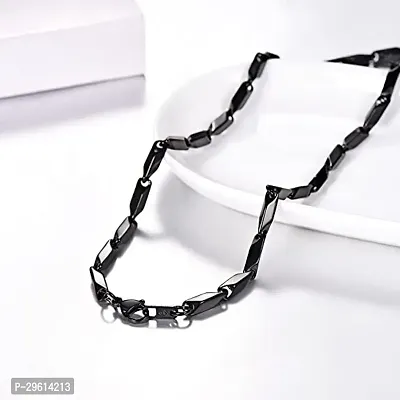 Evordlss Stainless Steel Rice Chain for Men  Boys (Black)-thumb3