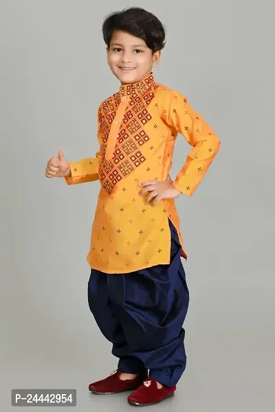 Stylish Fancy Designer Dupion Silk Kurta With Bottom Wear Set For Kids-thumb4