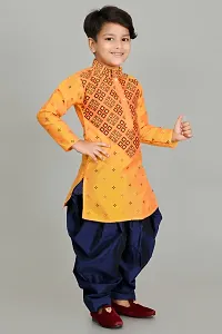 Stylish Fancy Designer Dupion Silk Kurta With Bottom Wear Set For Kids-thumb2