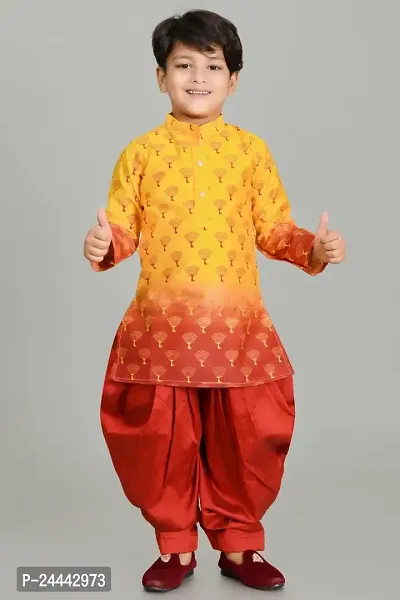 Stylish Fancy Designer Dupion Silk Kurta With Bottom Wear Set For Kids