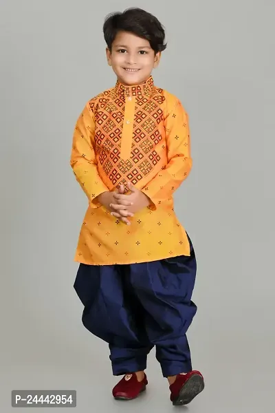 Stylish Fancy Designer Dupion Silk Kurta With Bottom Wear Set For Kids-thumb0
