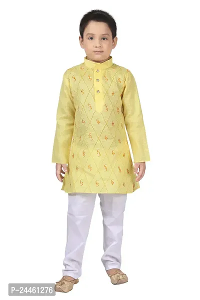 Stylish Fancy Designer Cotton Kurta With Bottom Wear Set For Kids
