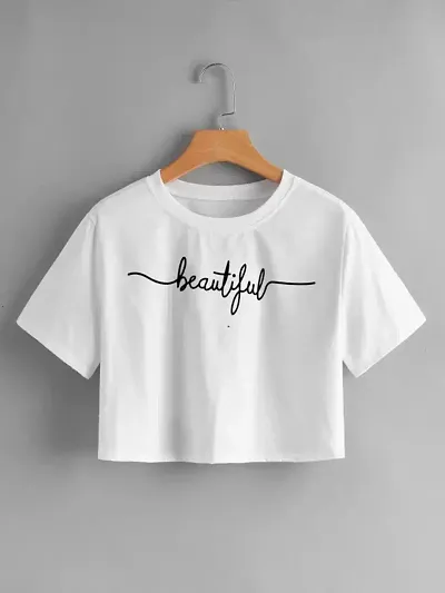Istyle Can Casual Printed and Solid Round Neck Short Sleeve Cotton Womens Crop Top, Women's Crop Tops, Girls Stylish top, Crops for Women Stylish Latest